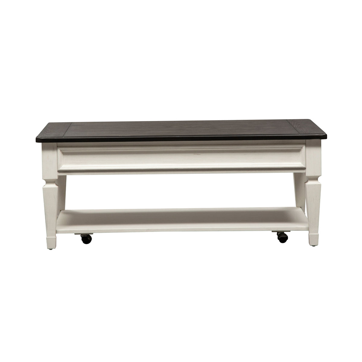 Allyson Park - Rectangular Cocktail Table - Wirebrushed White / Charcoal
