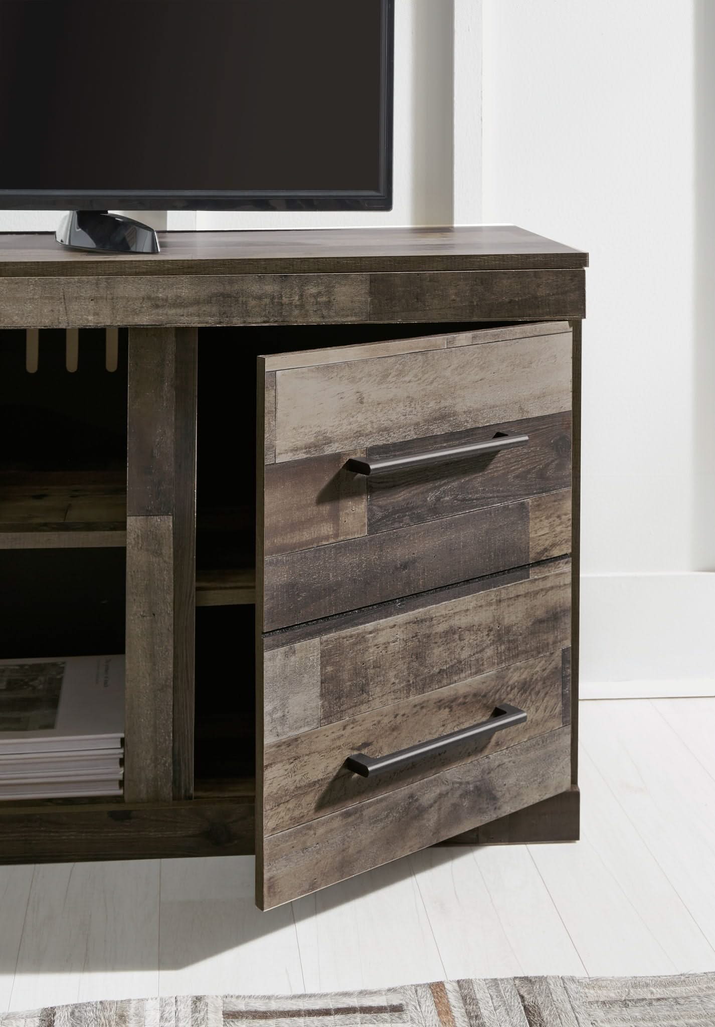 Derekson - LG TV Stand w/Fireplace Option - Multi Gray