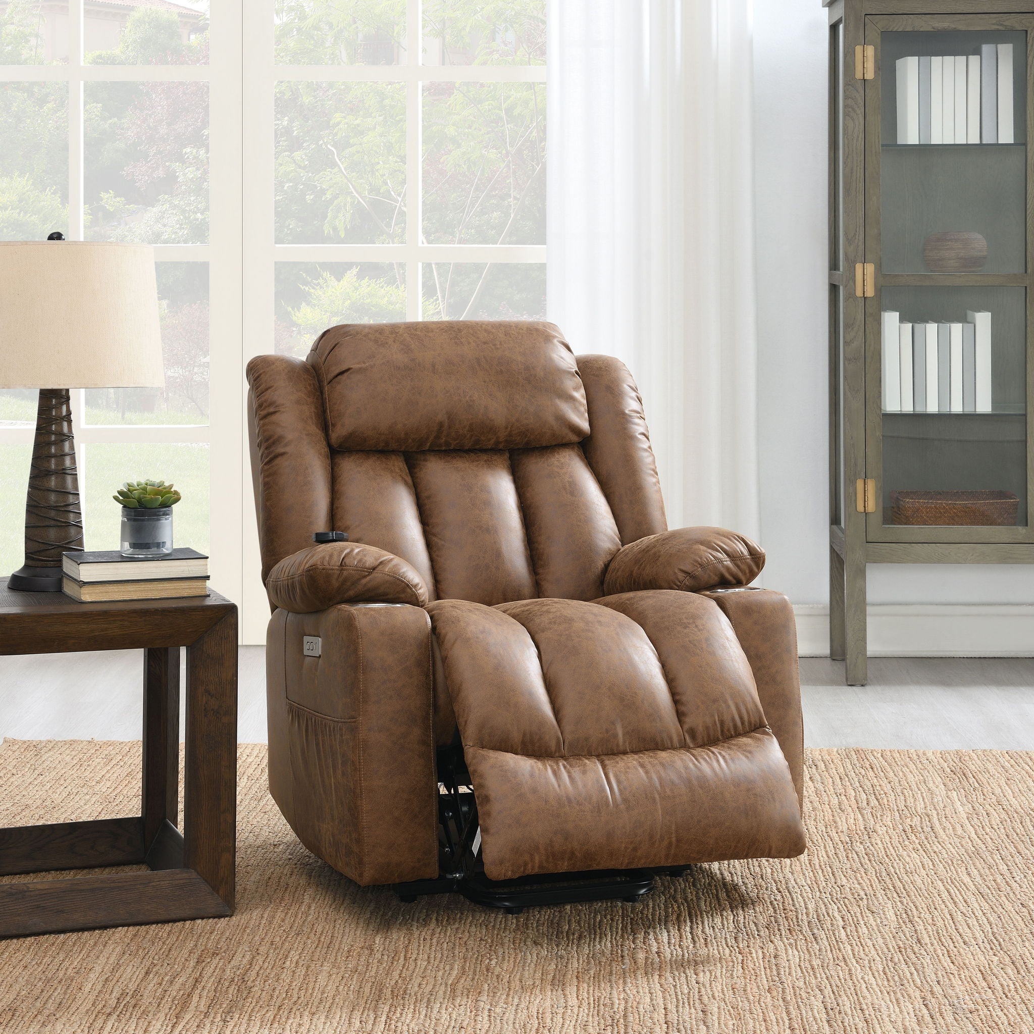 Aire Power Motion Recliner With Lift Heating Massage Function - Brown