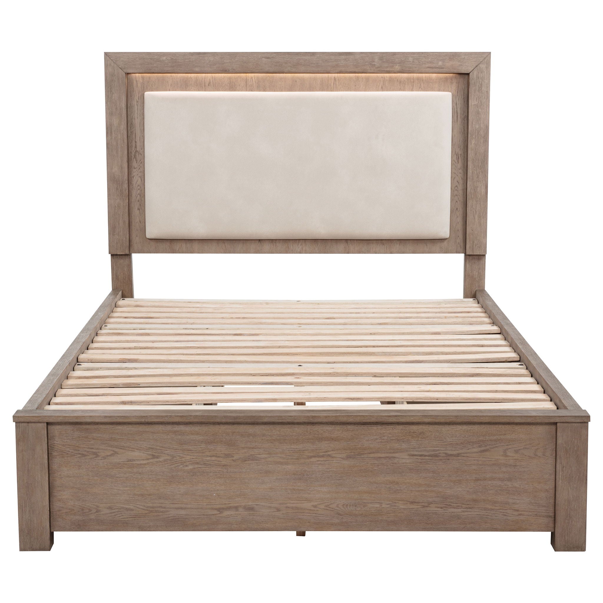 Kenora 56-inch Queen LED Storage Bed Barley Brown