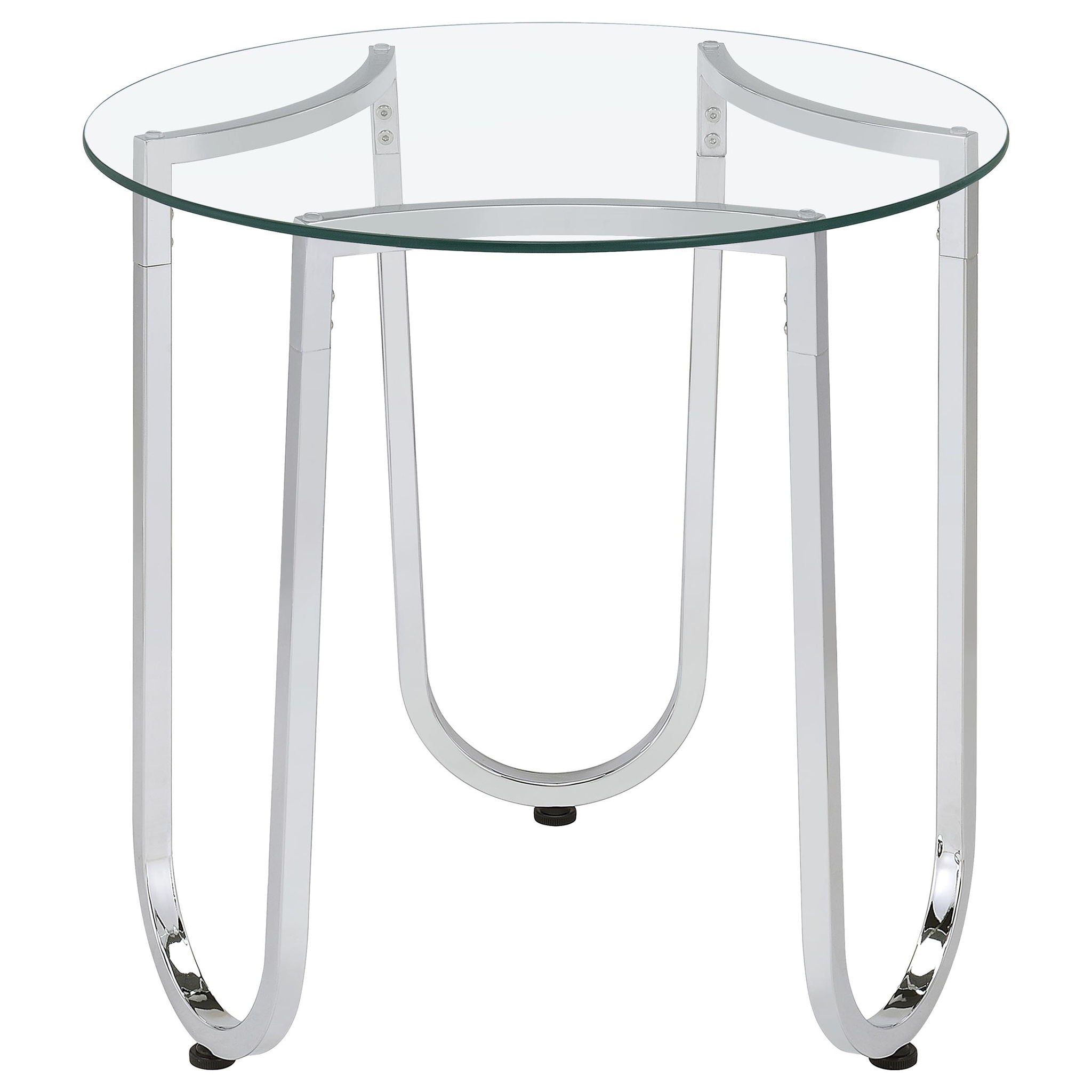 Beller 2-piece Round Tempered Glass Top Coffee Table Set Chrome
