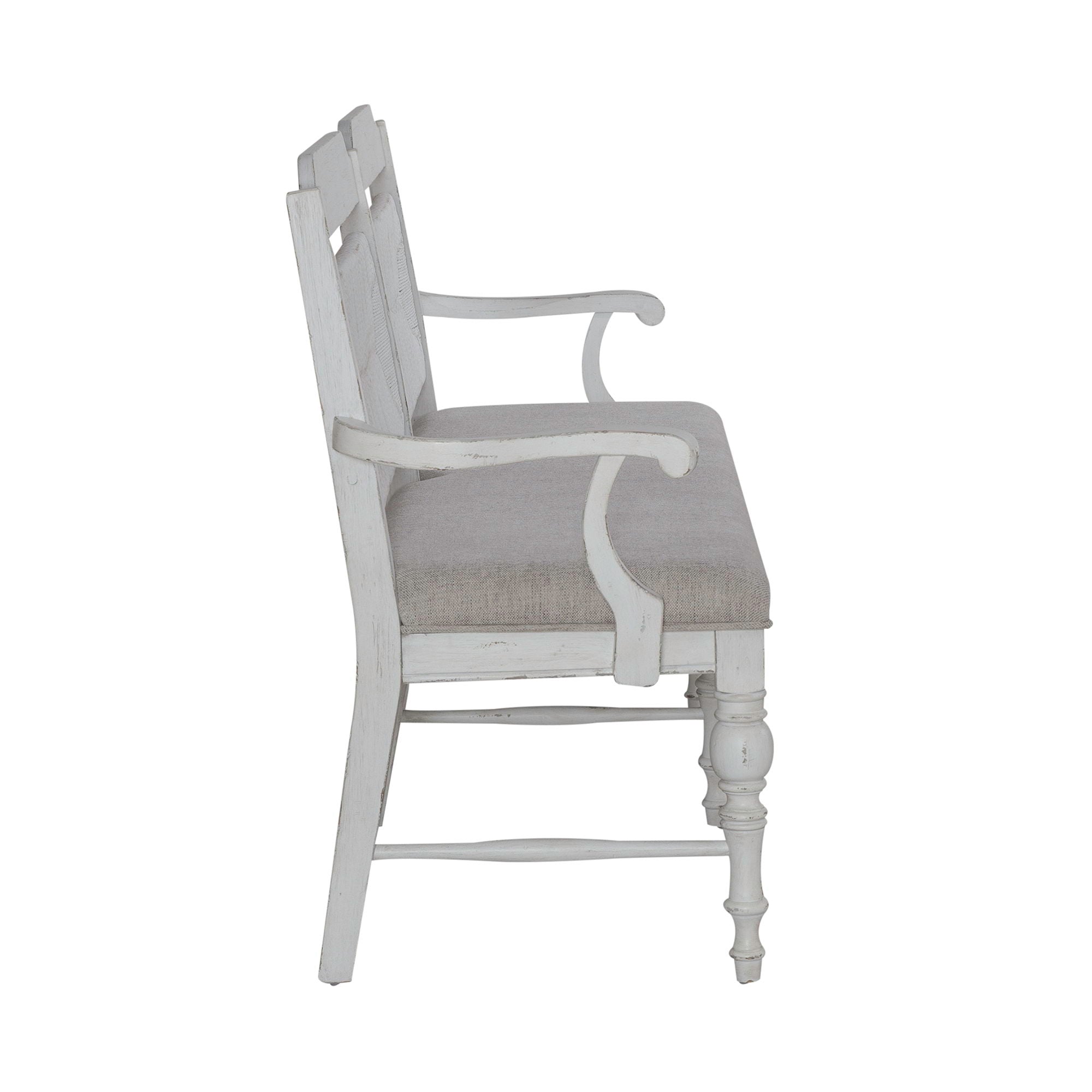 River Place - Panel Back Bench - Riverstone White & Tobacco