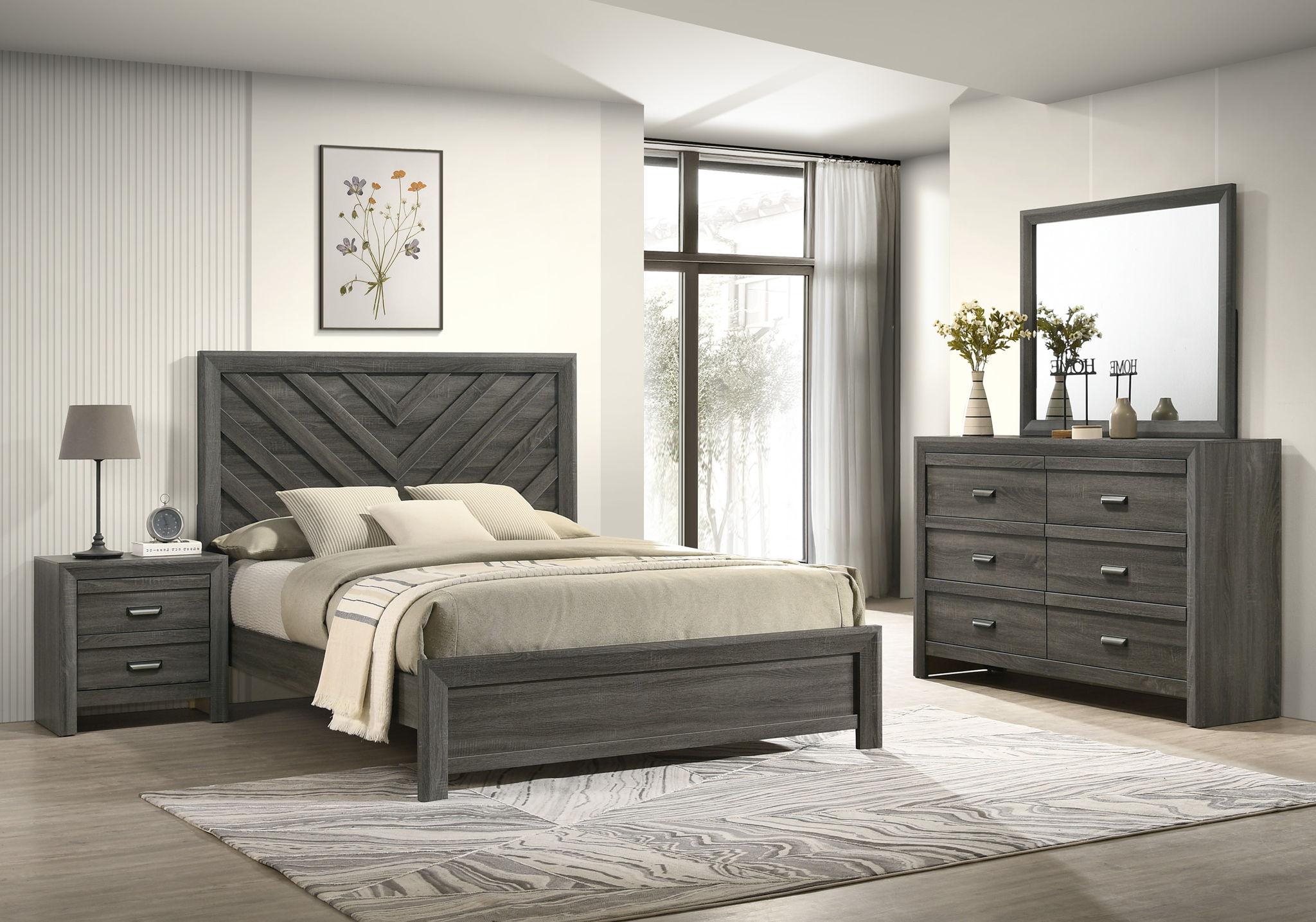 Valor - Twin 4 Piece Bedroom Set - Gray