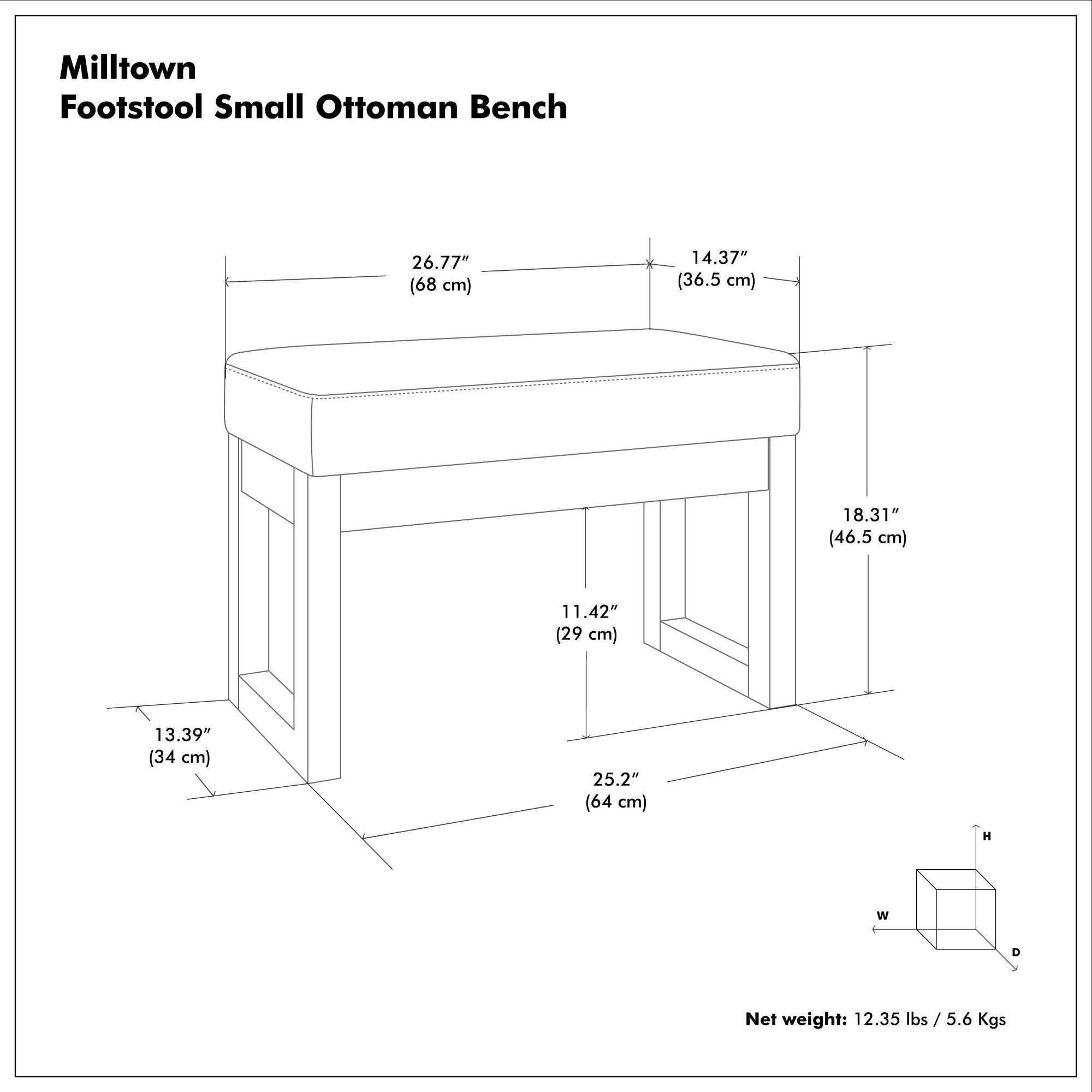 Milltown - Upholstered Ottoman Bench
