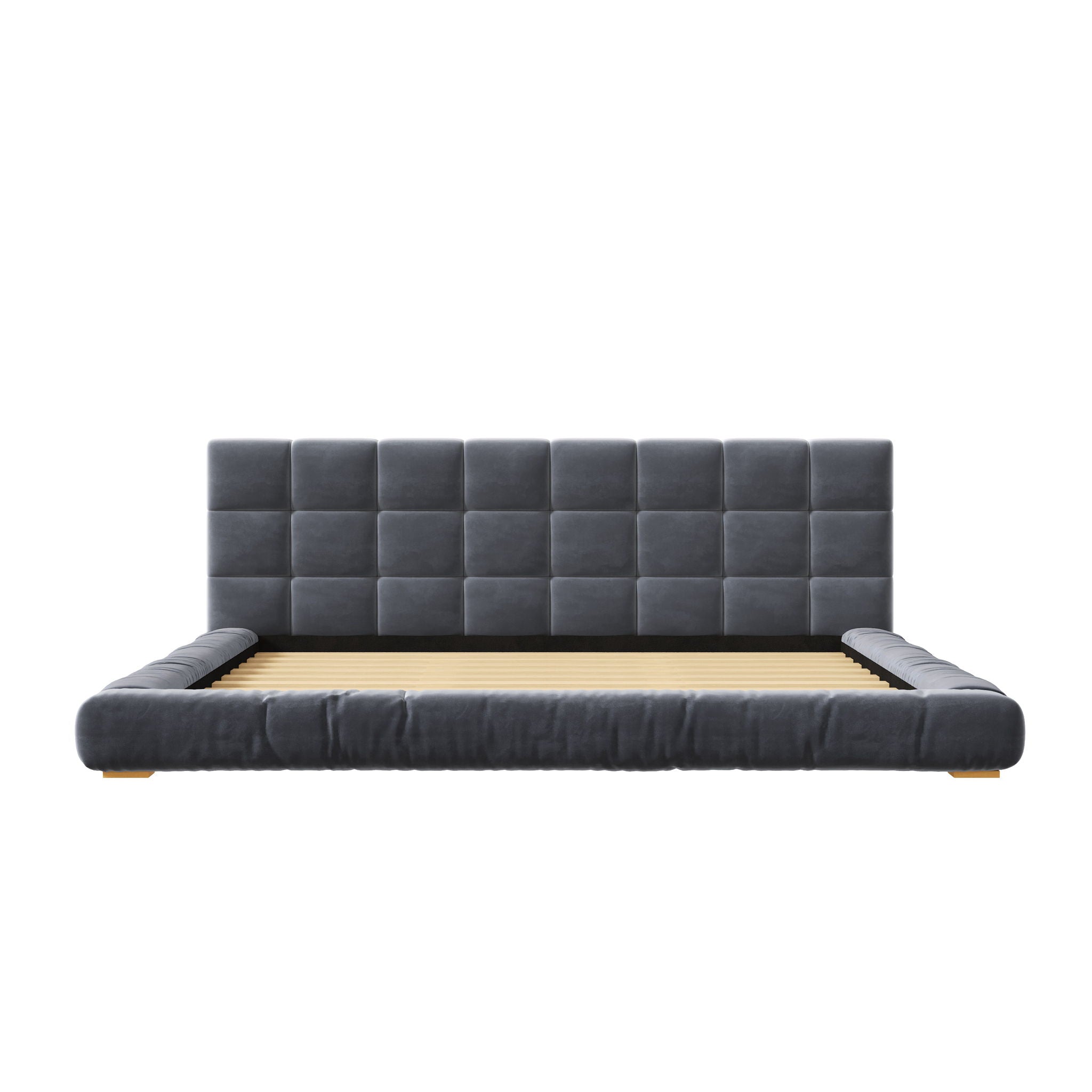 Upholstered Platform Bed Frame With Tufted Headboard