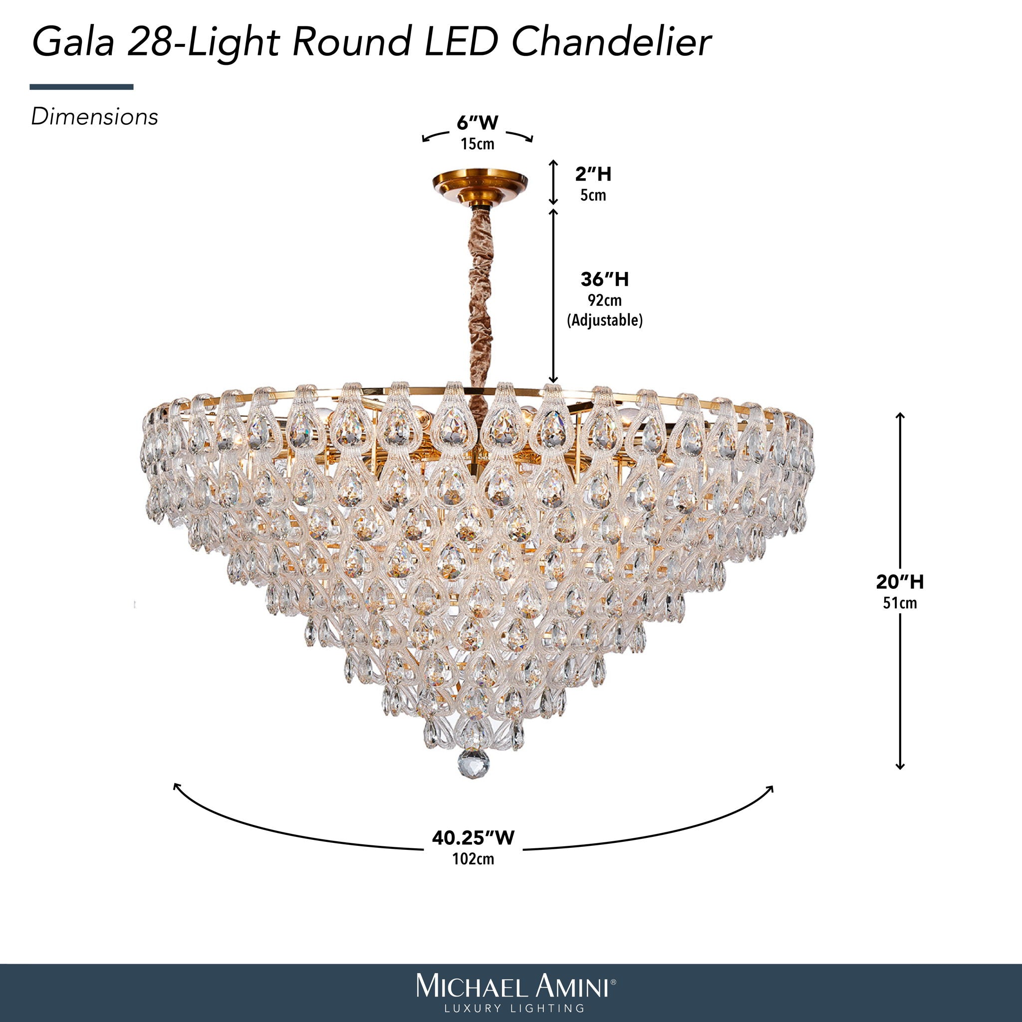 Michael Amini Lighting - Gala 28-Light Round LED Chandelier - Gold