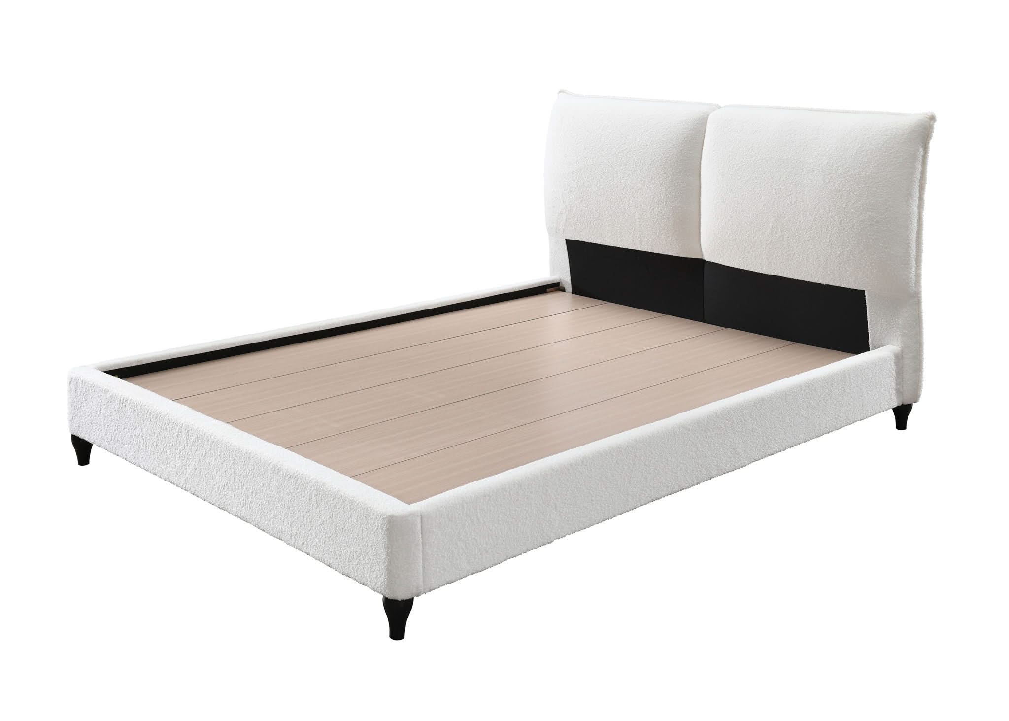 Jenn - King Upholstered Bed With Decking Board Set - White