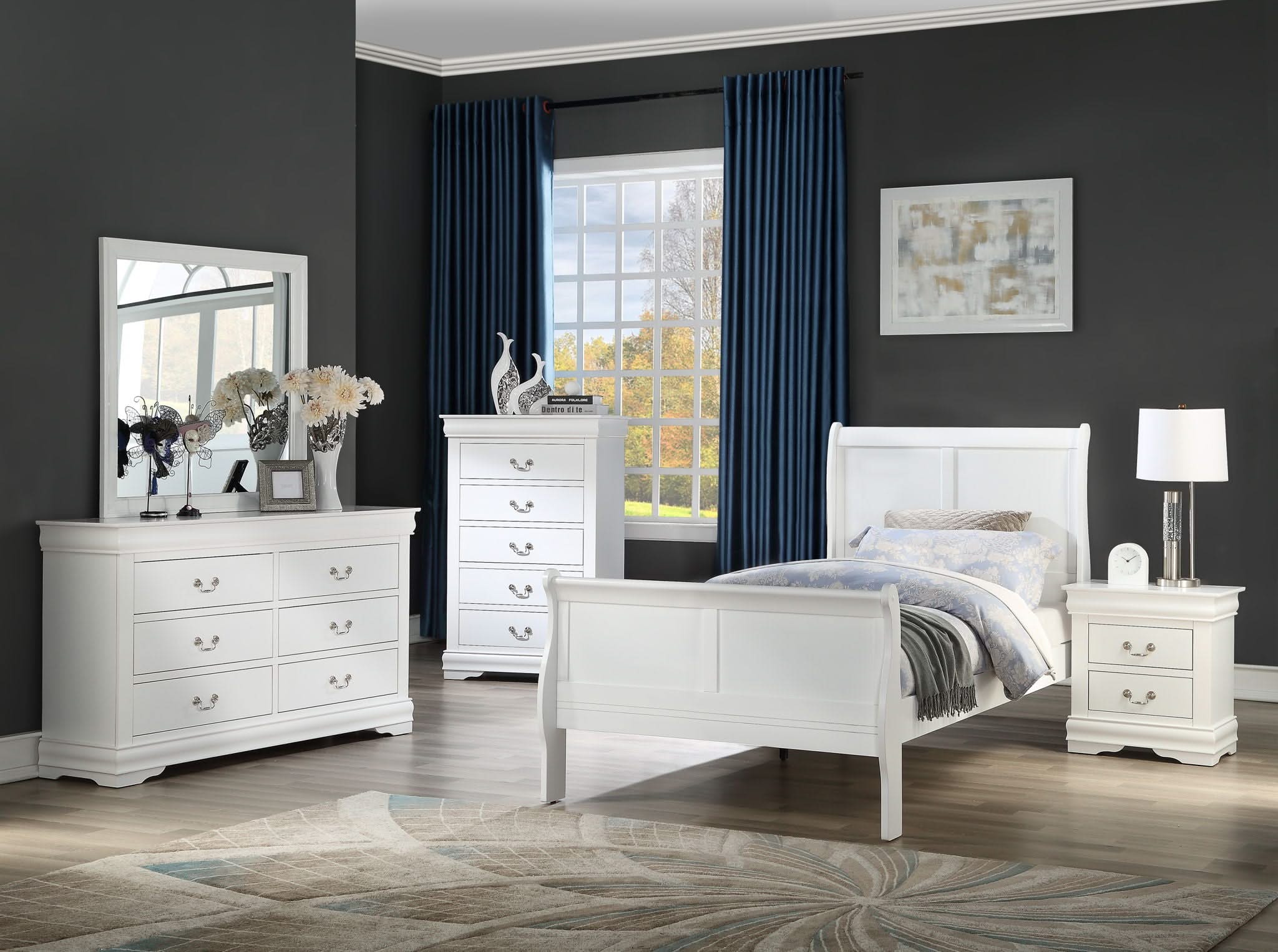 Louis Philip - Twin 5 Piece Bedroom Set - White