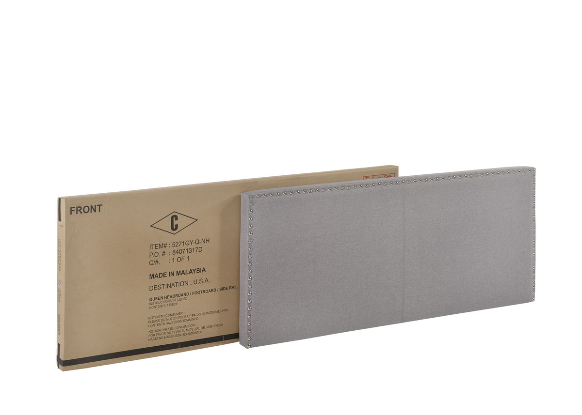 Erin - Queen Nailhead Bed - Gray