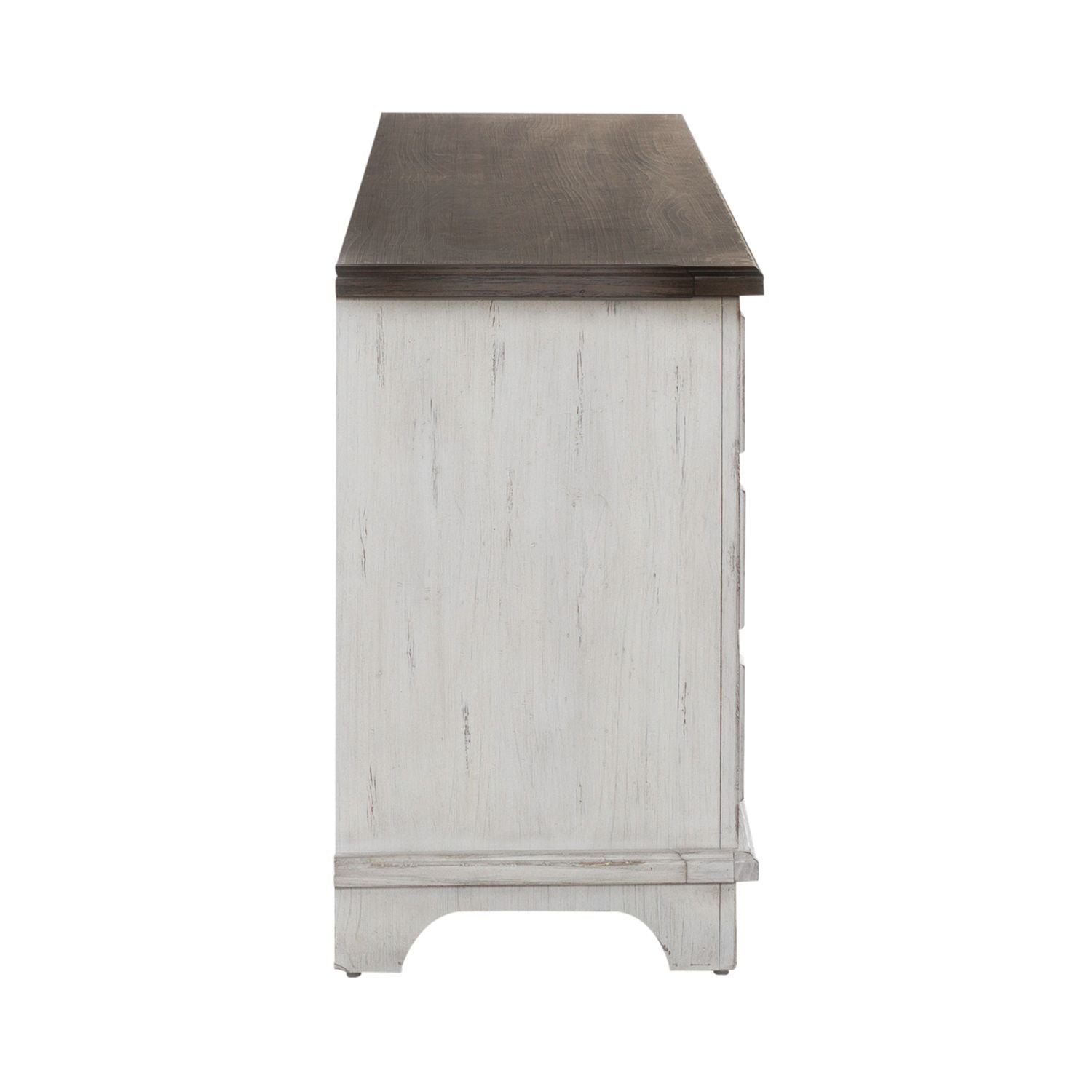 River Place - 75" Entertainment Console - Riverstone White & Tobacco