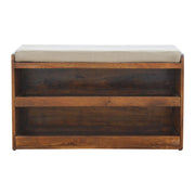 Pull Out Shoe Bench - Chestnut / Mud Linen