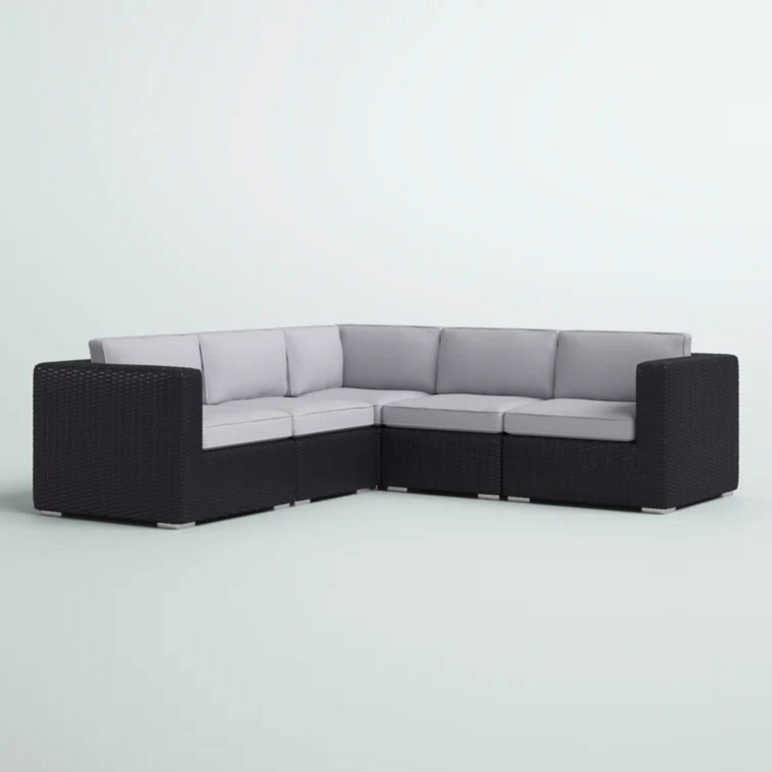 Luxurious Wicker Patio Sectional With Weather Resistant Sunbrella Cushions