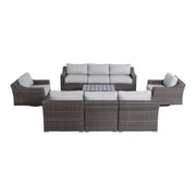 8 Person Outdoor Wicker Seating Set With Cushions - Brown