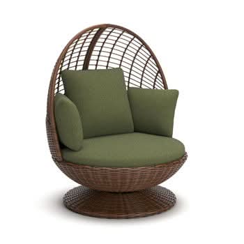 Horizon Hall - Swivel Egg Chair With Cushion - Brown / Green