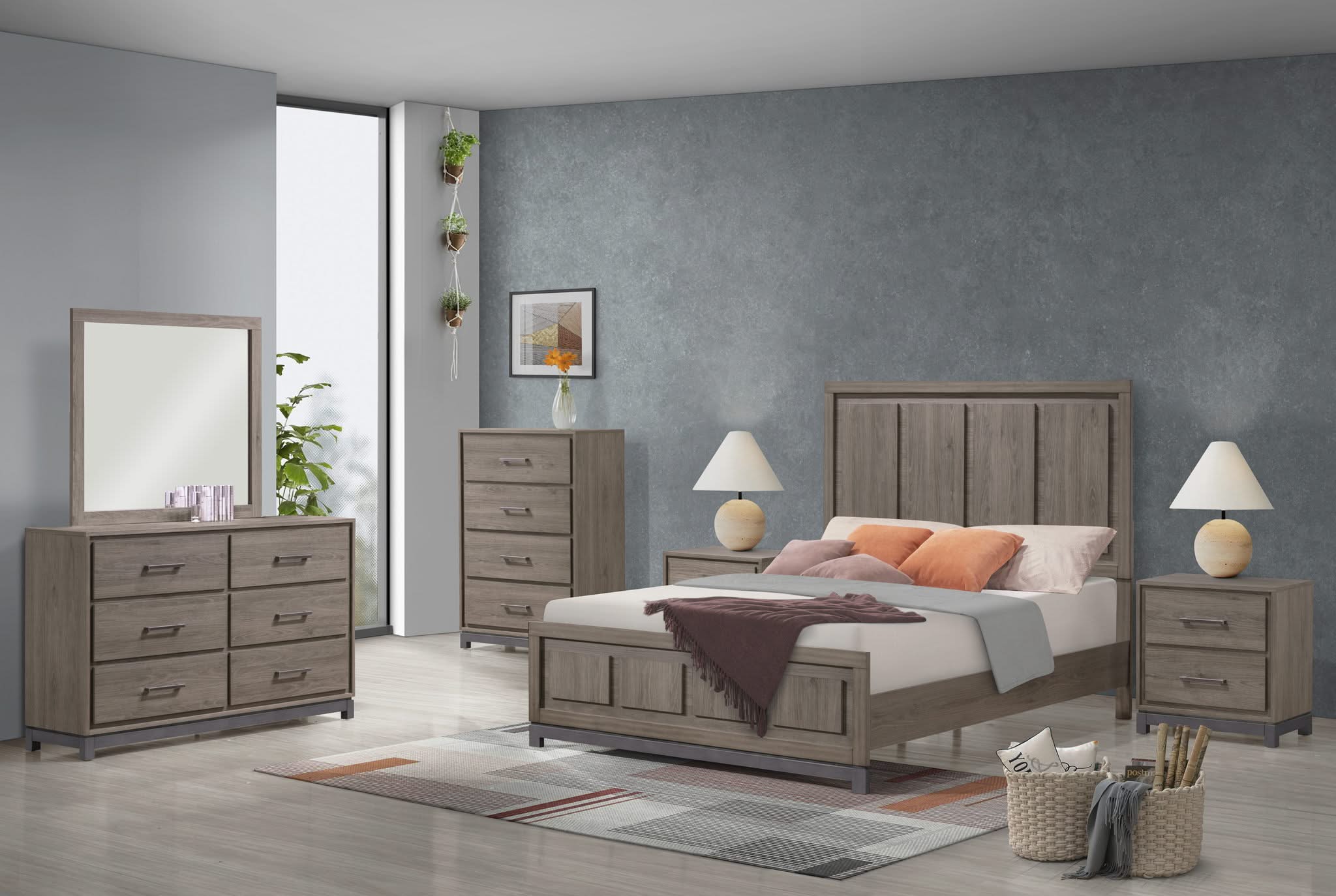 River - Queen Bed - Light Brown