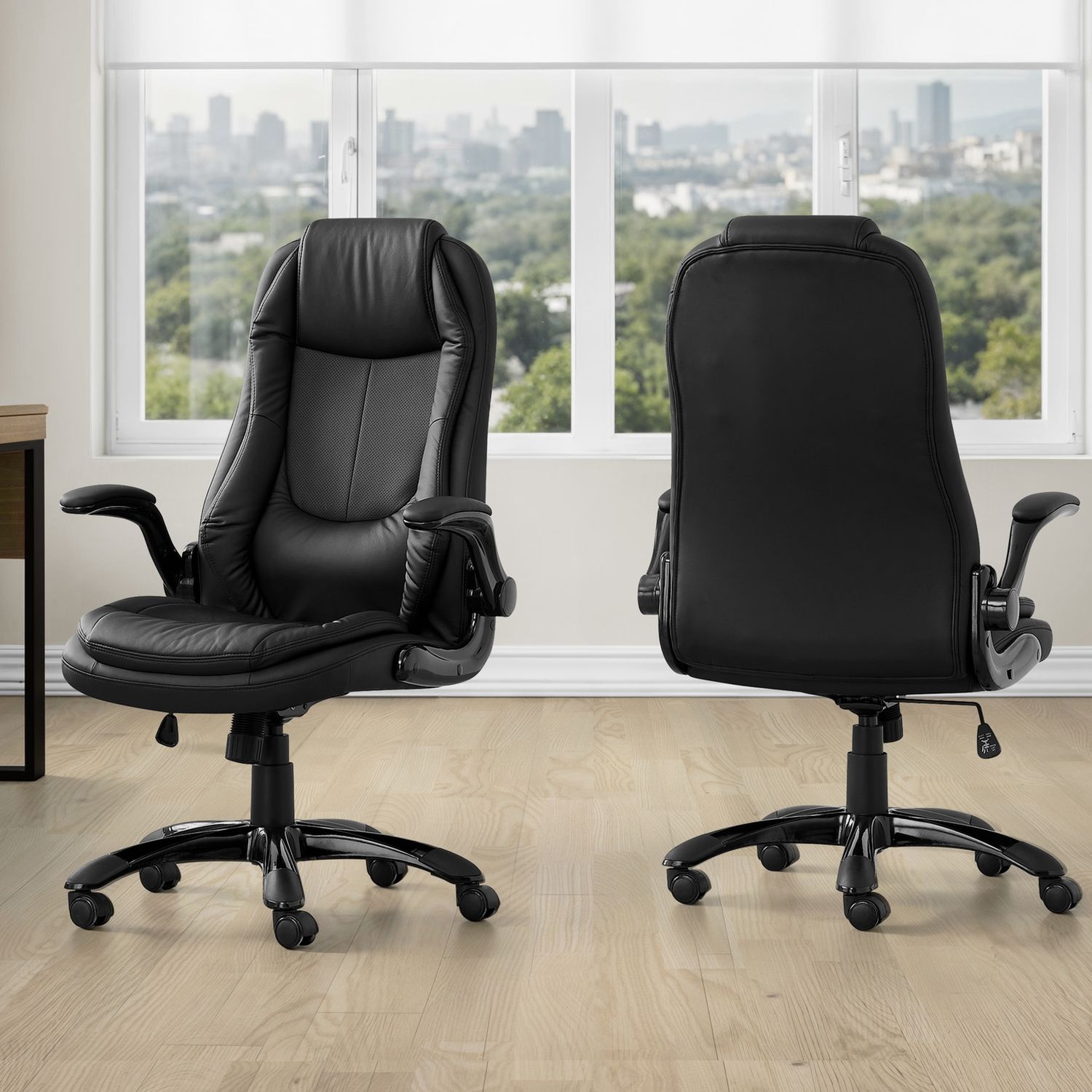 Office Chair, Adjustable Height, Swivel, Ergonomic, Armrests, Contemporary & Modern - Black