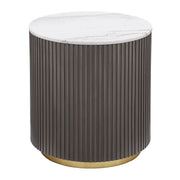 Jason Round White Marble Top Side End Table Charcoal
