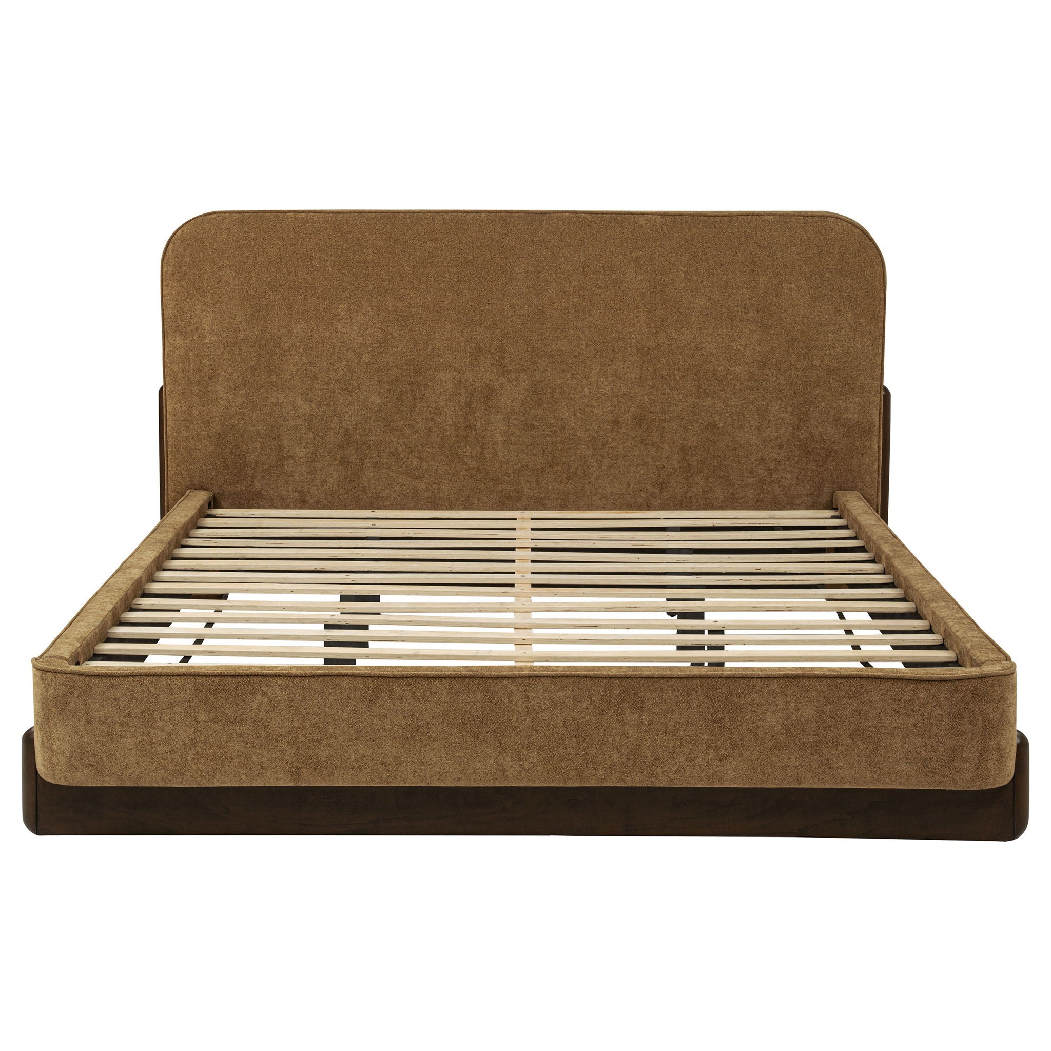Baldacci Upholstered California King Platform Bed Curry and Walnut