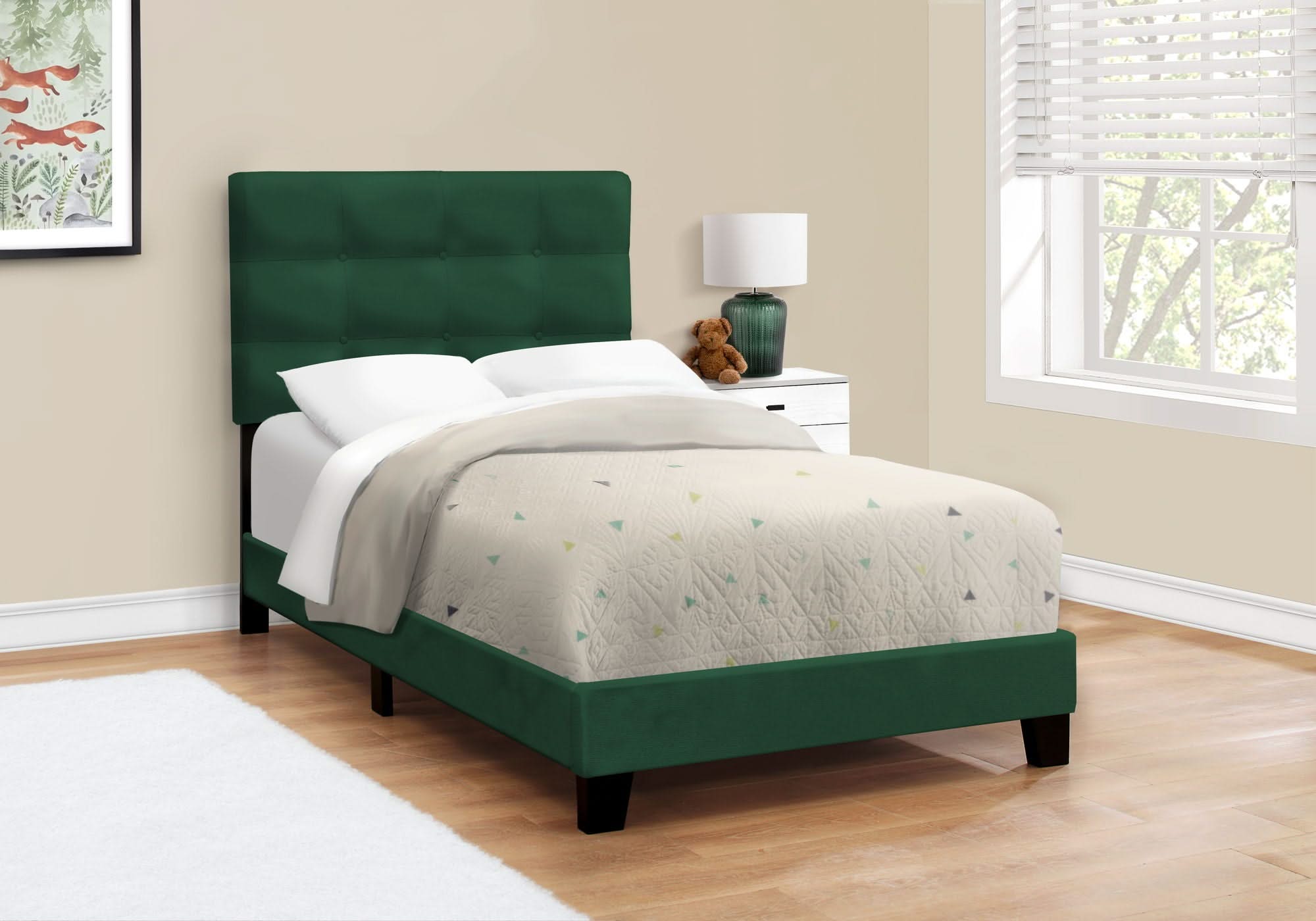 Bed, Upholstered, Frame Only, Transitional
