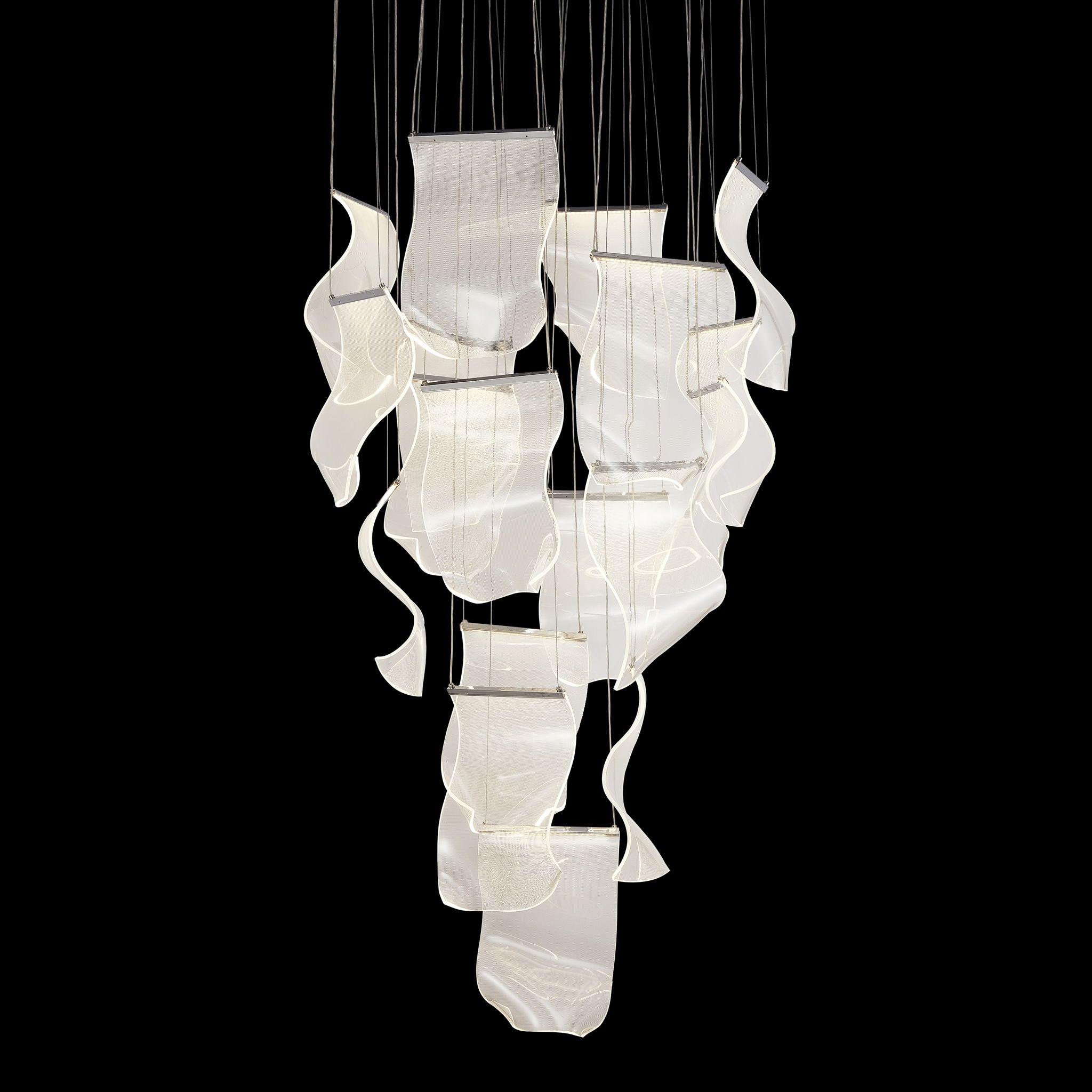 Michael Amini Lighting - Sheer Waves 18-Light Modern LED Chandelier - Chrome