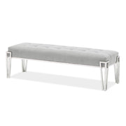 Signature Beds & Benches - Rose Velvet Accent Bench - Gray / Chrome