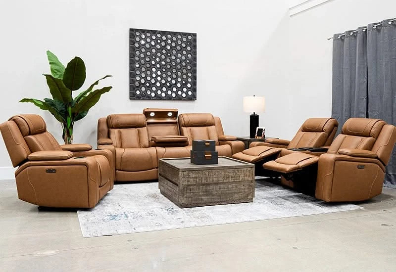 1ST Class Brown Leather Zero Gravity Dual Power Recliner with Storage Arms and USB Ports