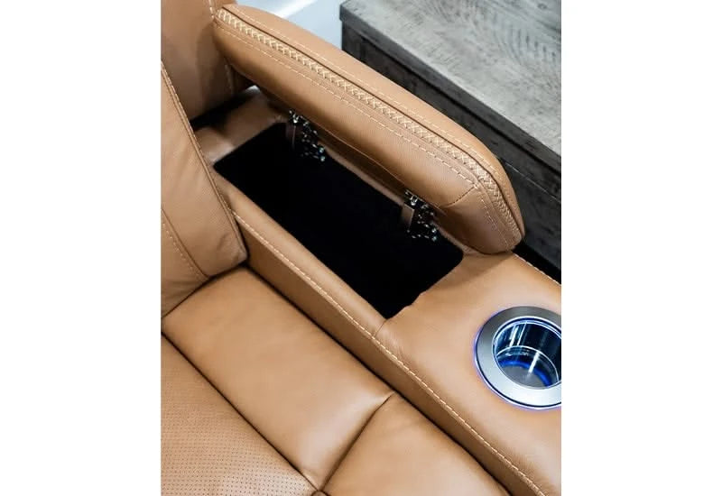 1ST Class Brown Leather Zero Gravity Dual Power Reclining Loveseat with Storage Consoles, USB Ports and Fridge