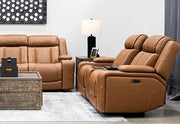1ST Class Brown Leather Zero Gravity Dual Power Reclining Loveseat with Storage Consoles, USB Ports and Fridge
