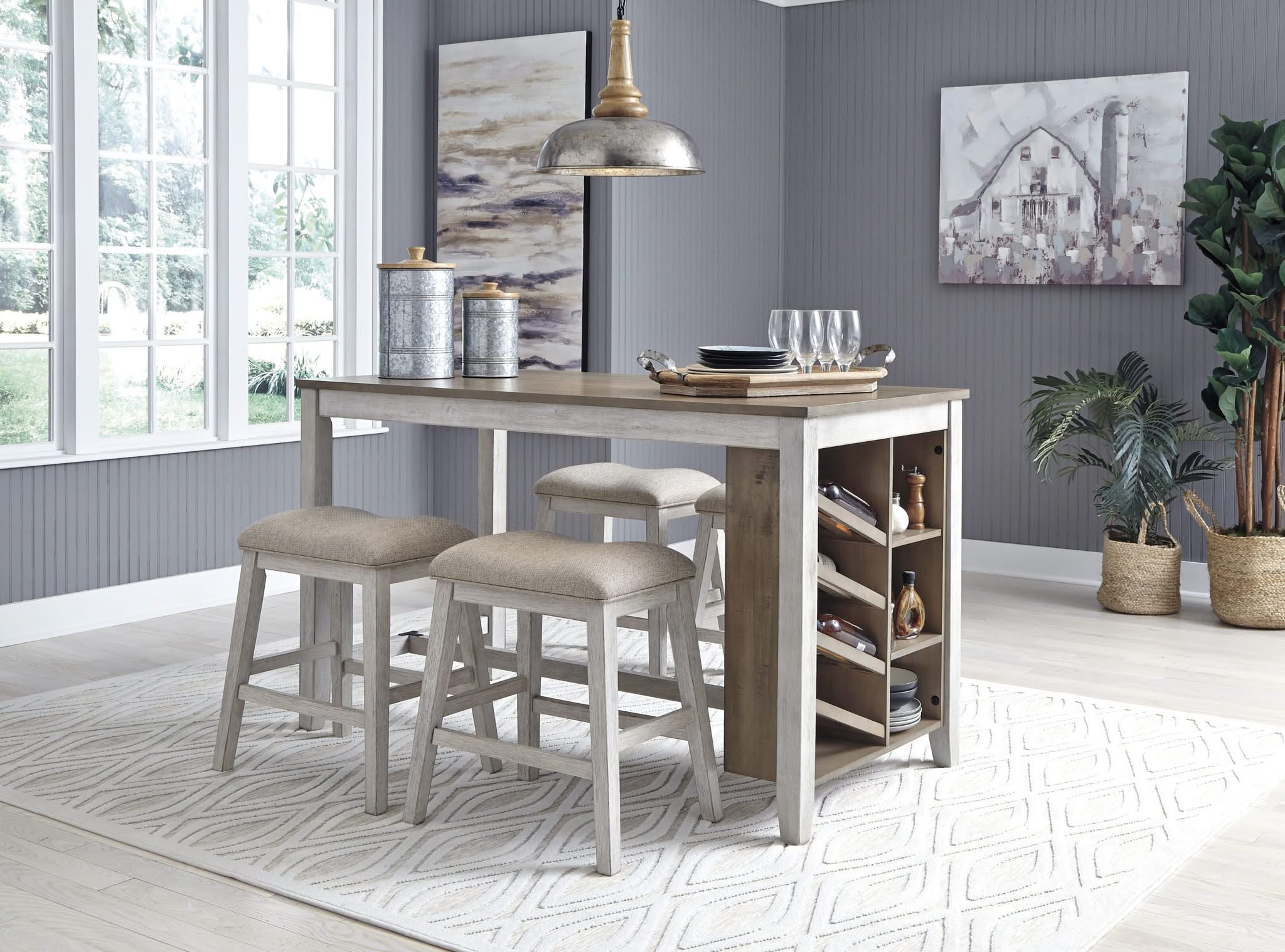 Skempton - Rectangular Counter Table With Storage Set - | Free Shipping ...
