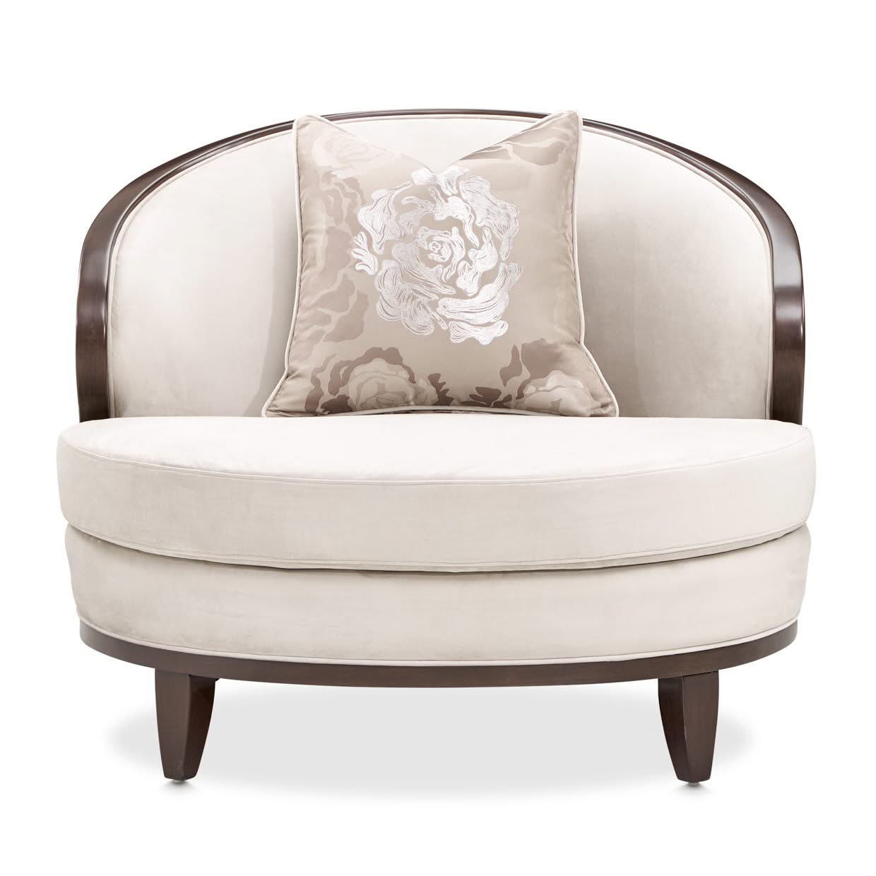 Camellia Field - Velvet Matching Chair - Beige / Dark Brown