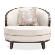 Camellia Field - Velvet Matching Chair - Beige / Dark Brown