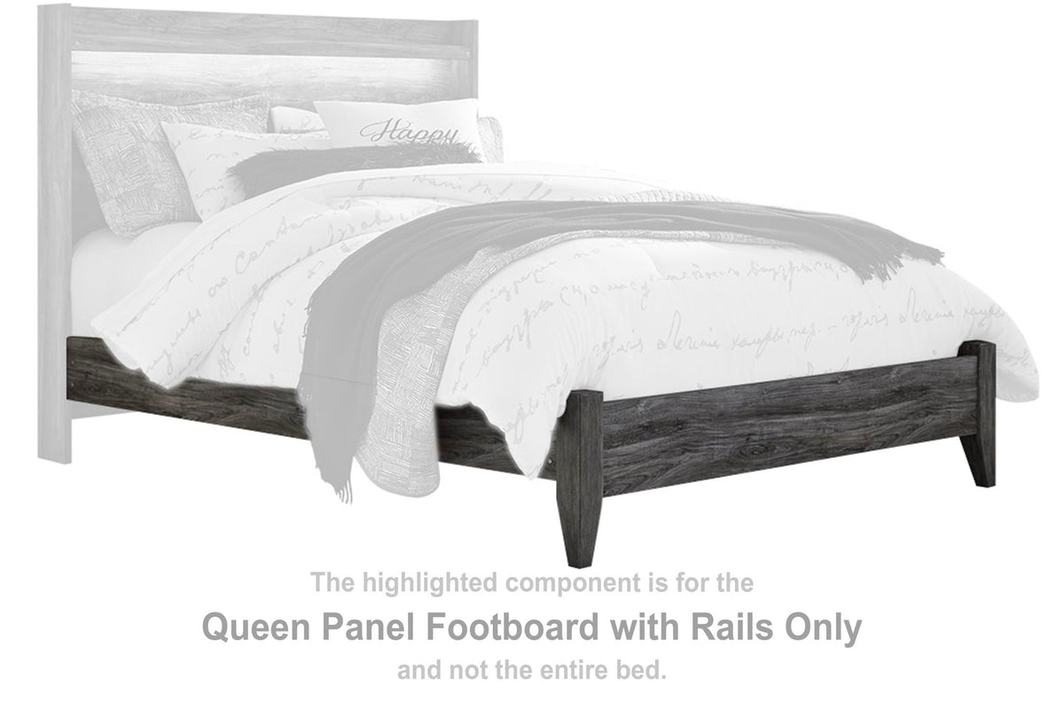 Baystorm - Queen Panel Footboard With Rails - Gray