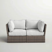 Modern Patio Wicker Loveseat With Cushions