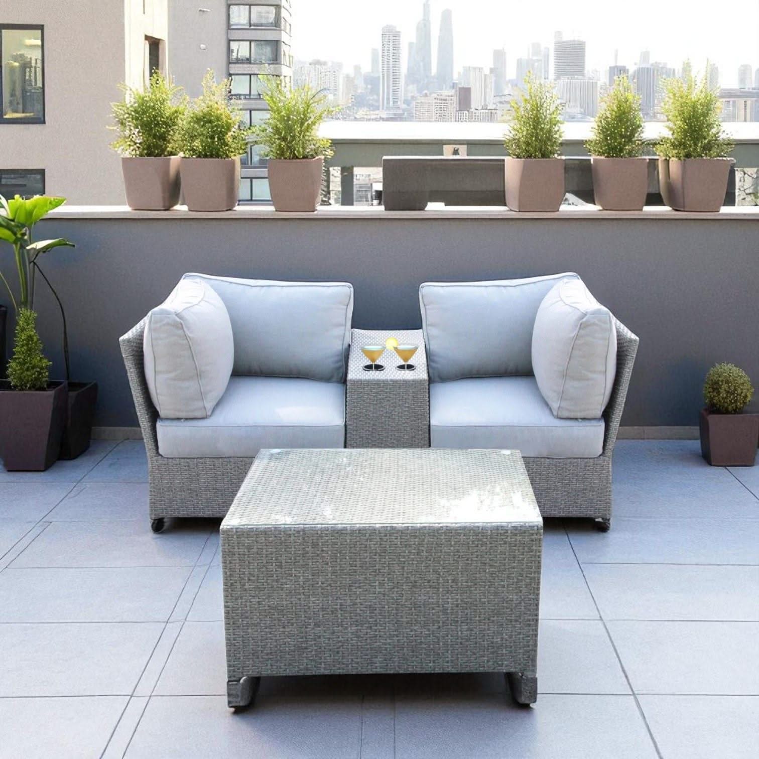 Comfortable Modern Patio Rattan Sectional Set With Cushions