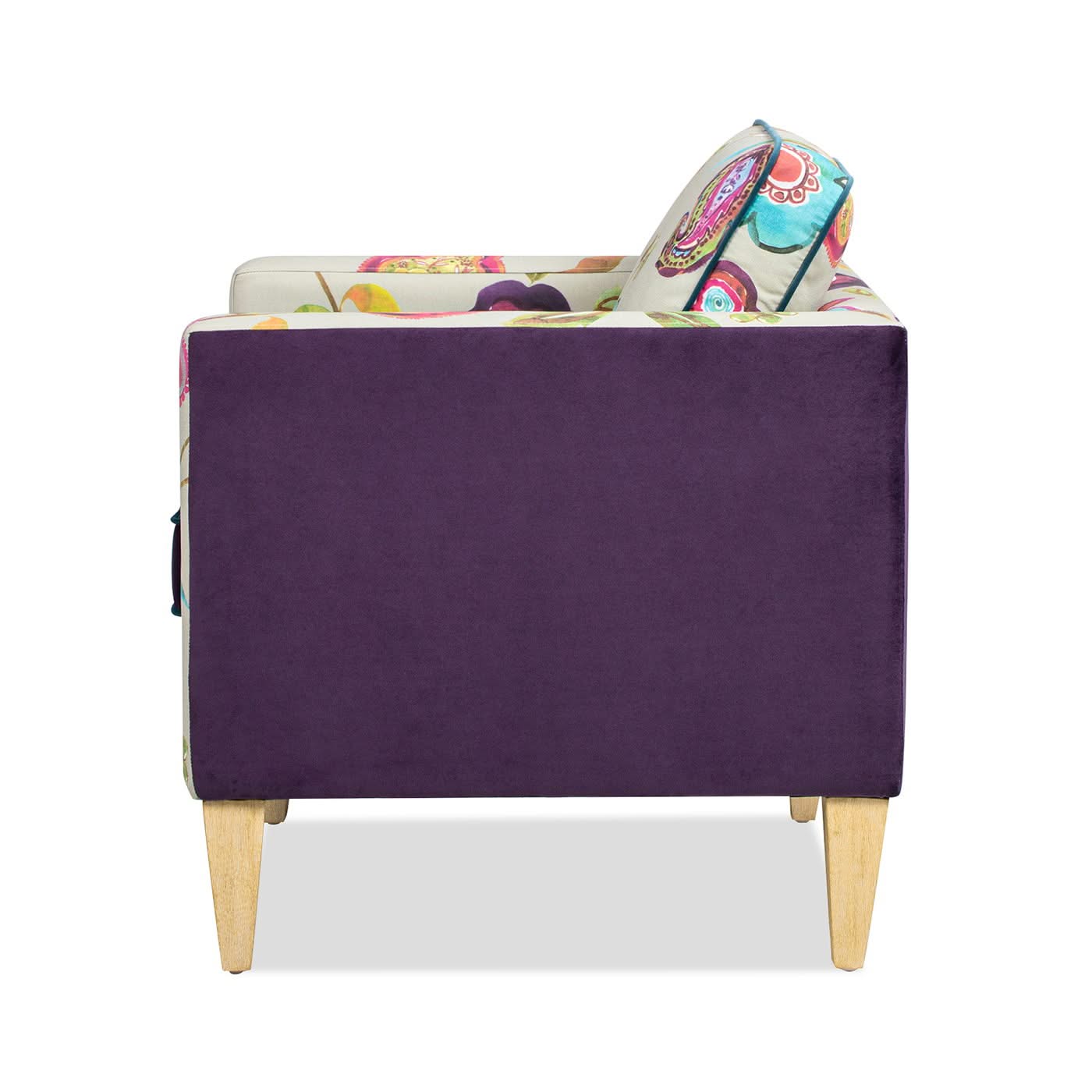 Mamba - Patchwork Accent Chair - Teal Blue Purple / Multicolored Floral