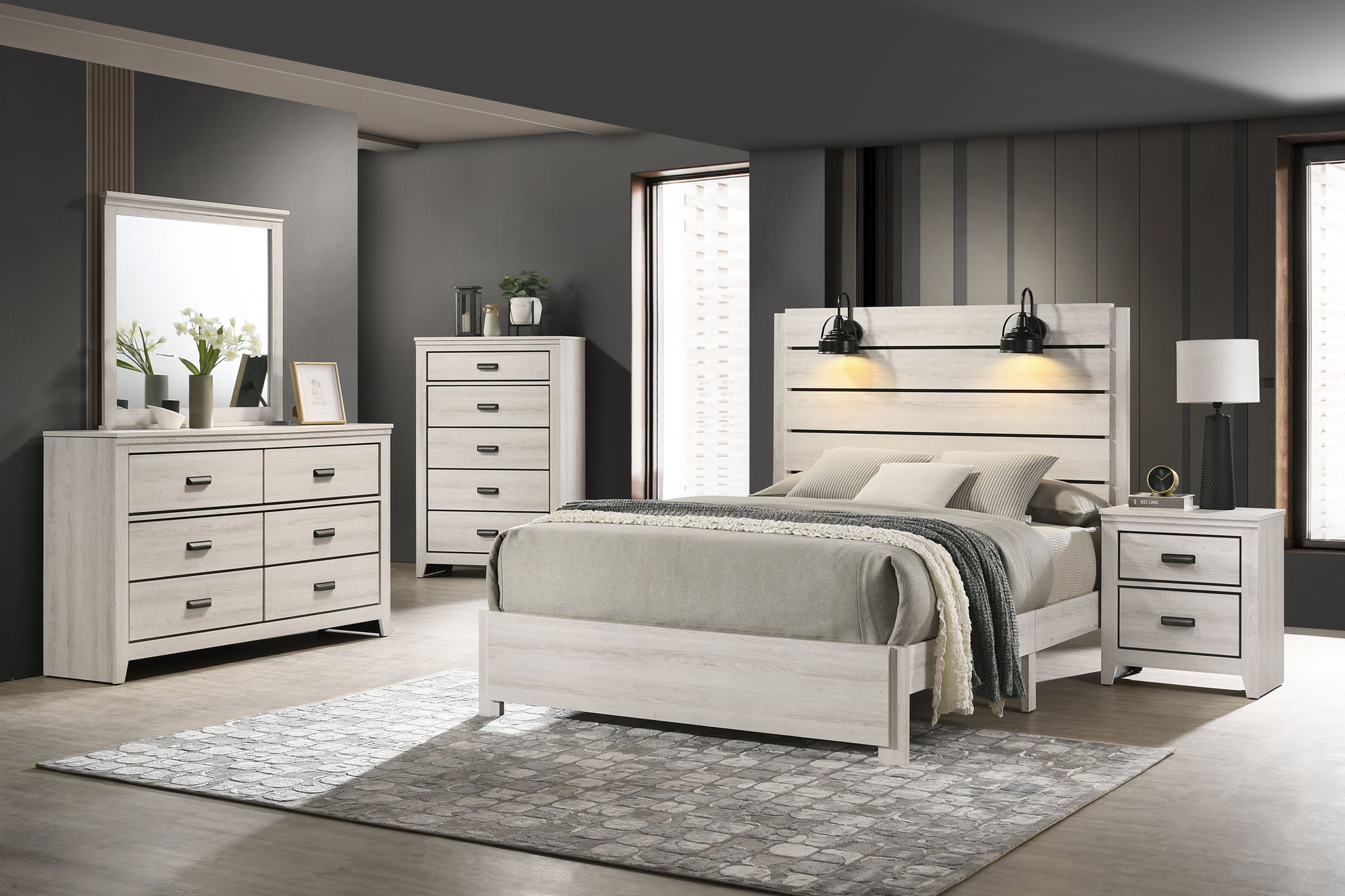 Carter - King Platform Bed In One Box - White