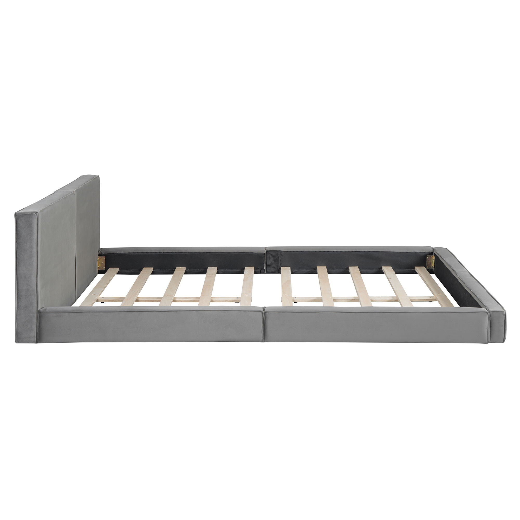 Upholstered Platform Bed, Grounded Bed With Solid Frame