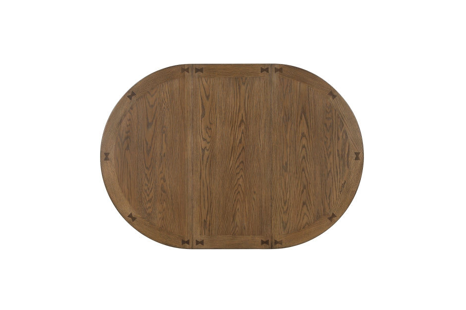 Alice Brown Oak 5-Piece Round Counter Height Dining Set with 4 Upholstered Chairs and Storage Table