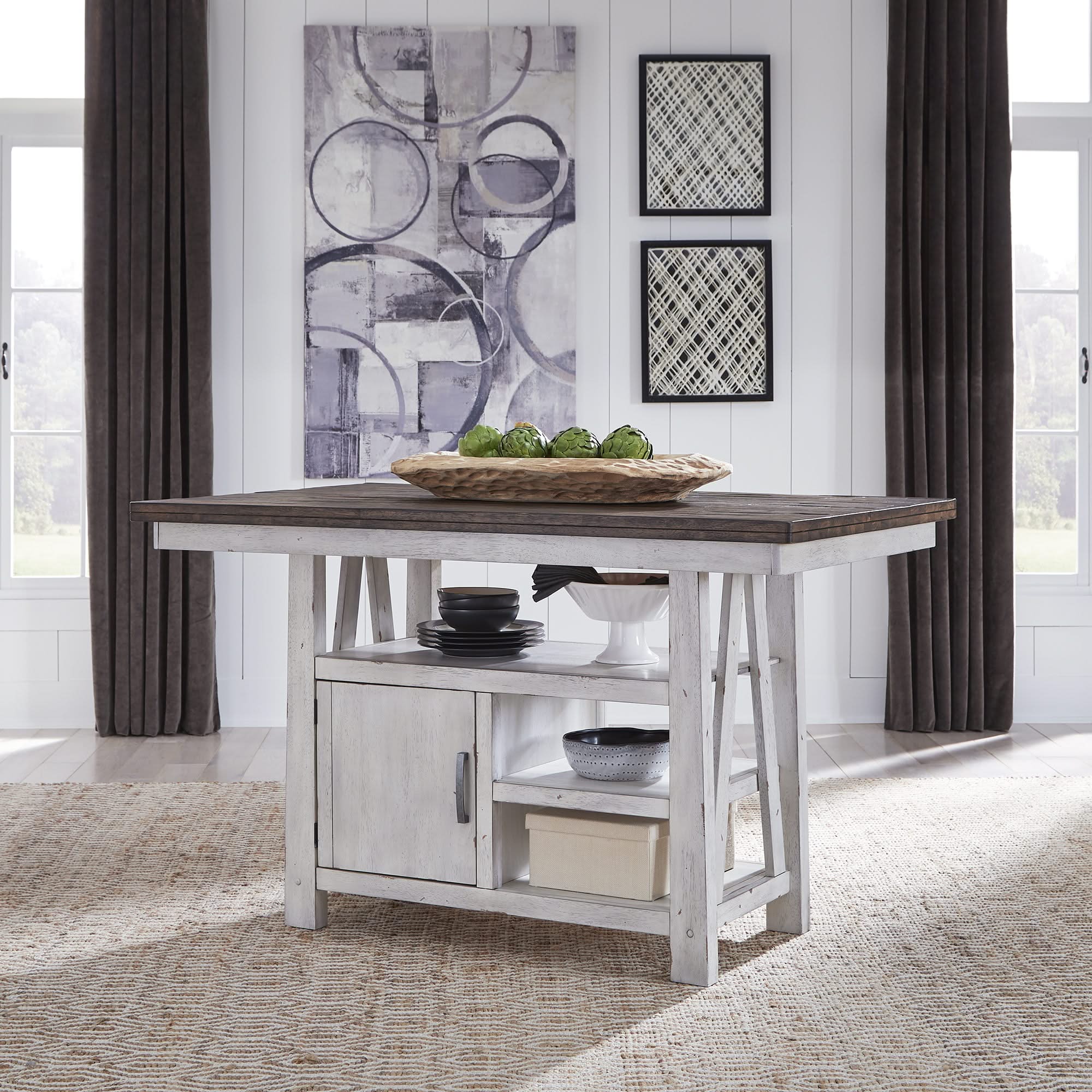 Farmhouse - Gathering Table - Two Tone White / Wood Tone