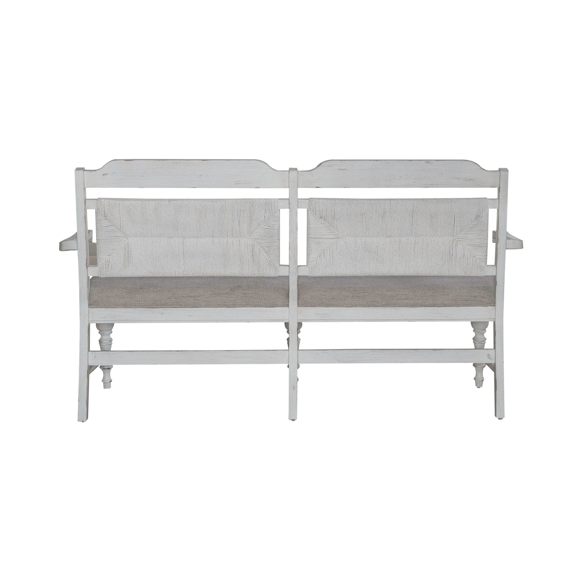 River Place - Panel Back Bench - Riverstone White & Tobacco