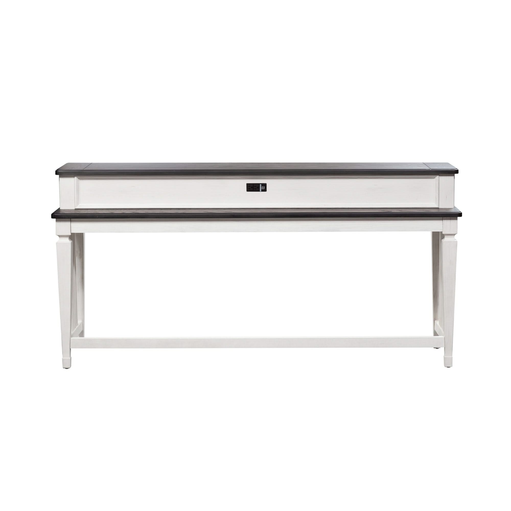 Allyson Park - Console Bar Table - Wirebrushed White / Charcoal