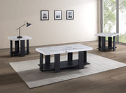 Boris - 3 Piece Faux Marble Cocktail Set - Black / White