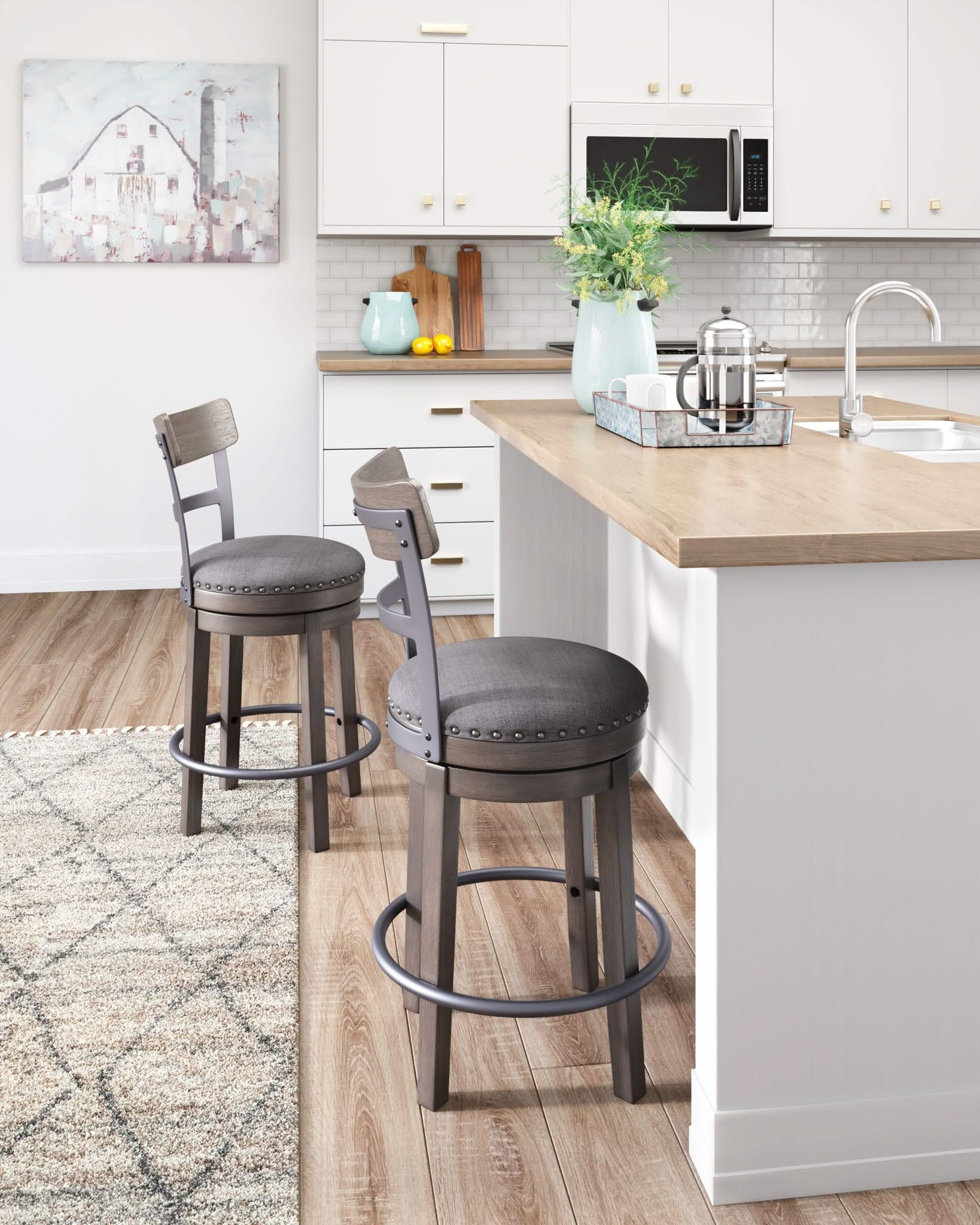 Caitbrook - UPH Swivel Barstool  - Gray