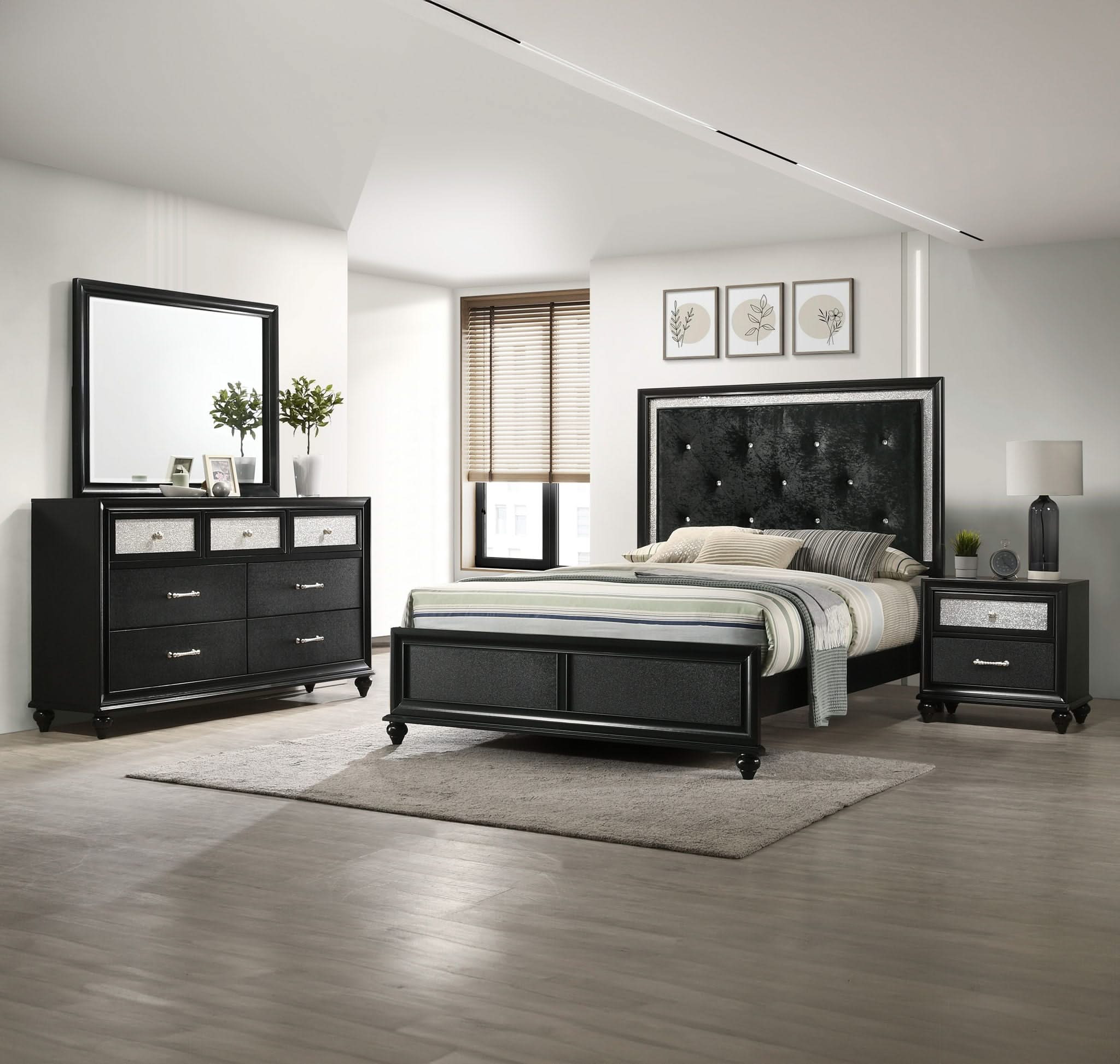 Lila - Full 4 Piece Bedroom Set - Black