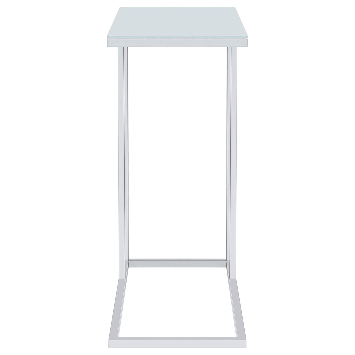 Stella White Glass Top C-Shaped Sofa Side Table Chrome