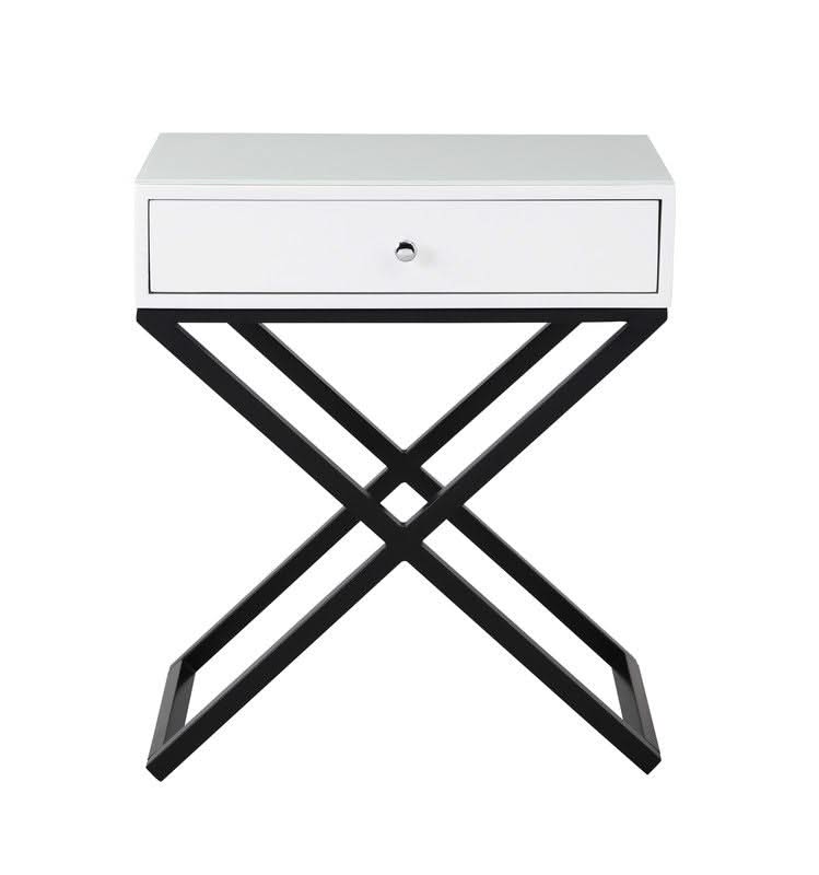 Koda - End Side Table Nightstand, Drawer And Cross Base