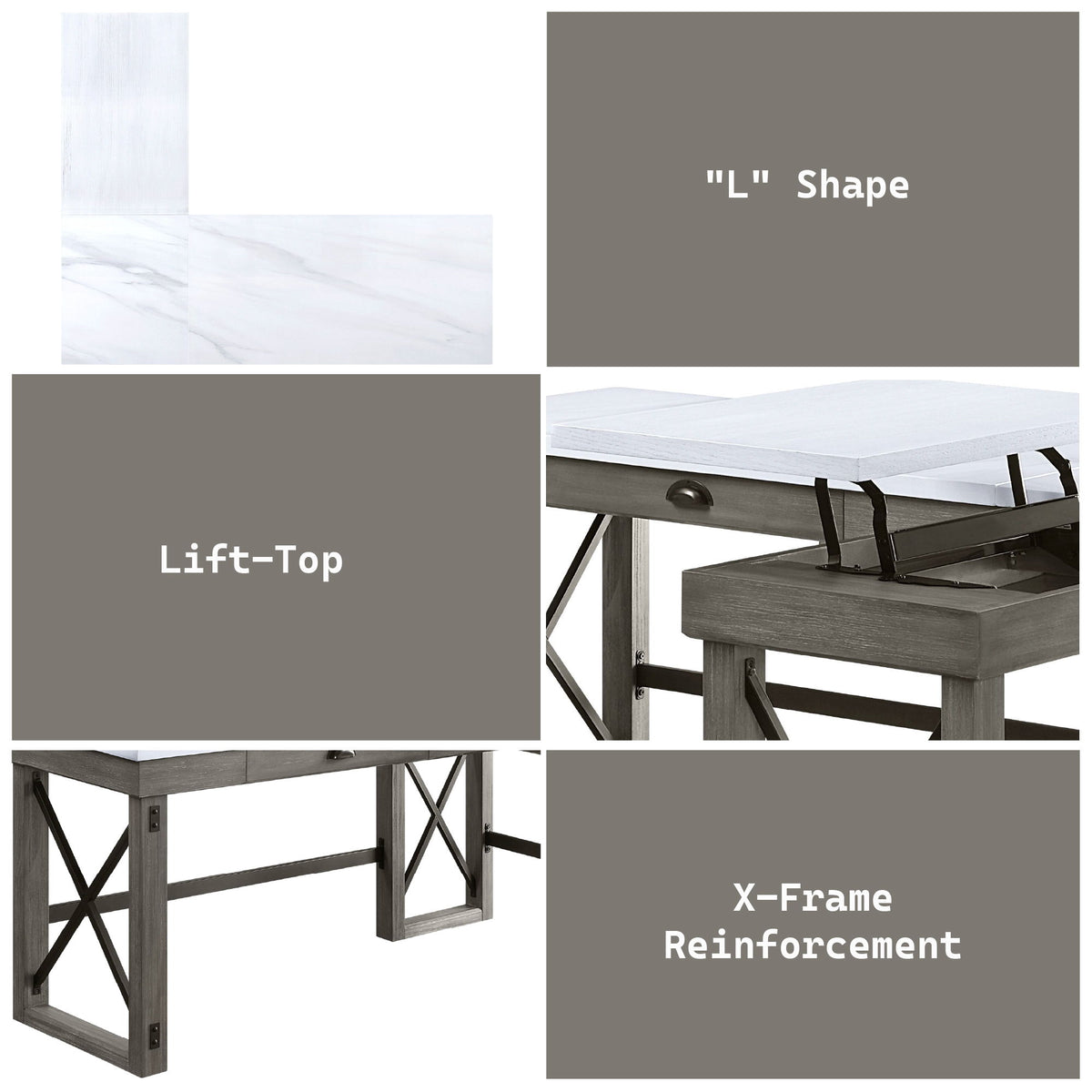 Talmar - Marble Top Weathered Writing Desk With Lift Top