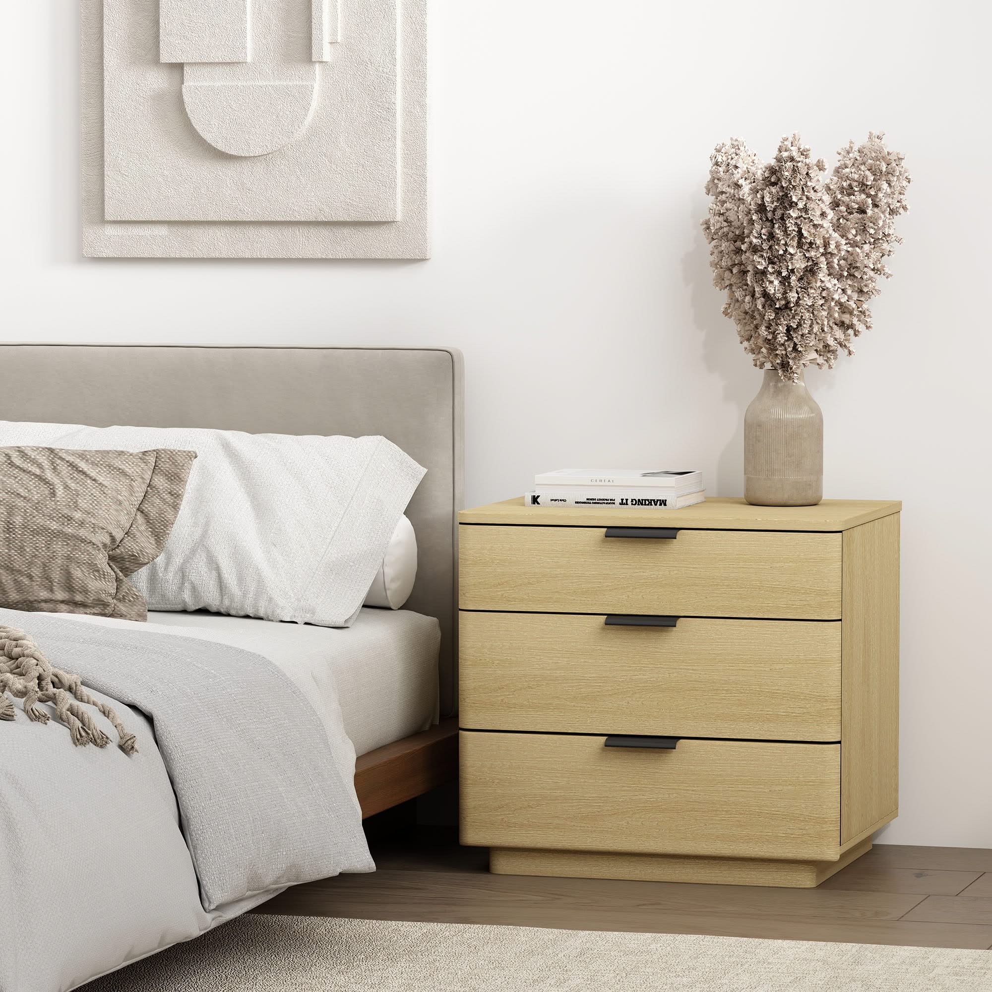 Payton - Nightstand & 3 Drawers - Oak
