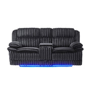 Winston - Power Console Recliner Loveseat With LED And Hidden Drawer - Black