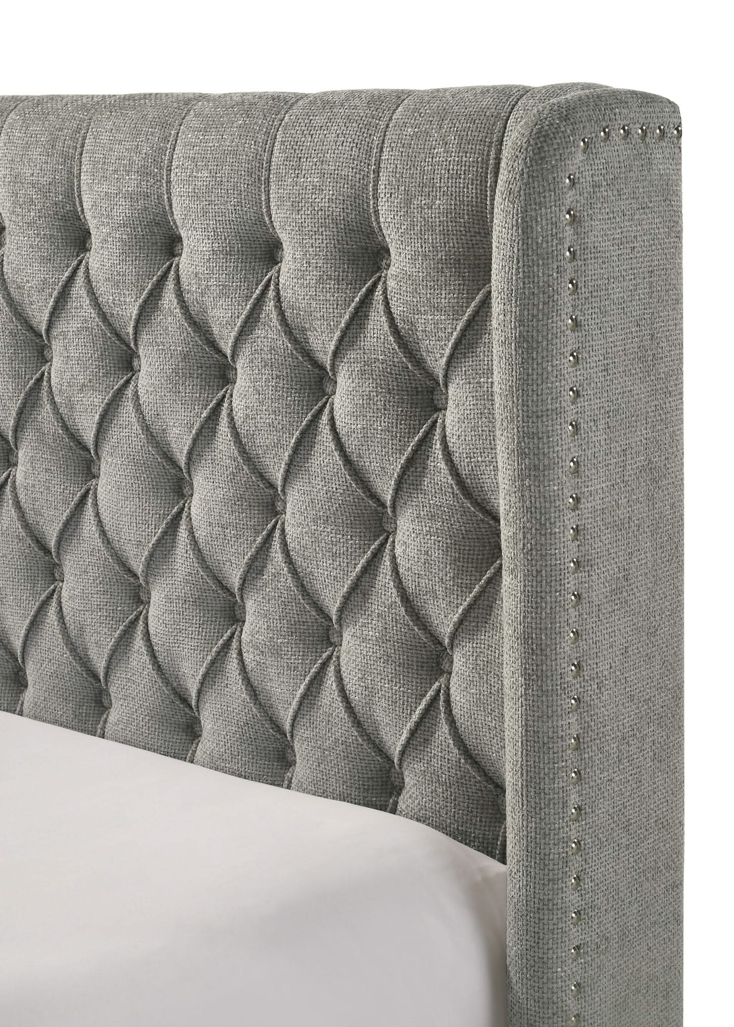 Daphne - Queen Bed - Light Gray Tweed